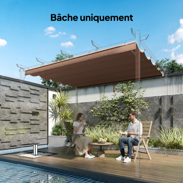 Toile de toit pour pergola tonnelle rétractable de 3 x 3 m - toile uniquement 250 x 255 cm café