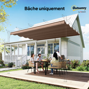 Toile de toit pour pergola tonnelle rétractable de 3 x 3 m - toile uniquement 250 x 255 cm café