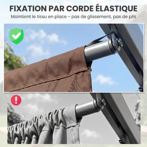 Toile de toit pour pergola tonnelle rétractable de 3 x 3 m - toile uniquement 250 x 255 cm café