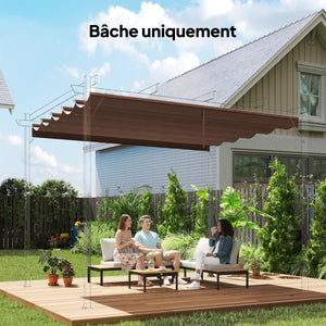 Toile de toit pour pergola tonnelle rétractable de 3 x 3 m - toile uniquement 250 x 255 cm café