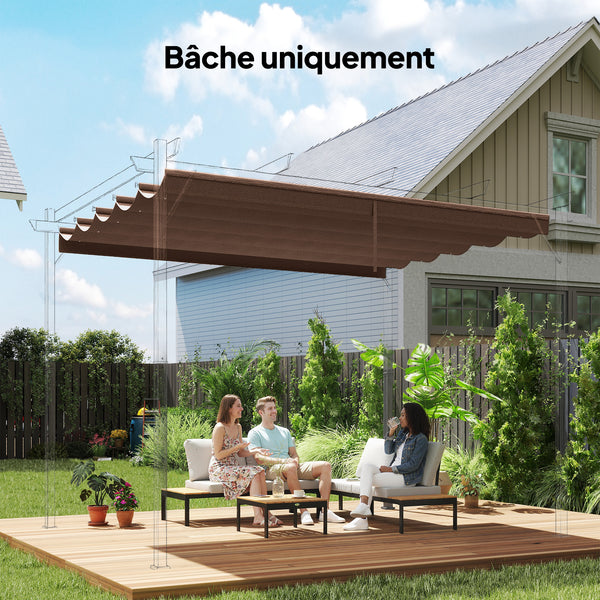 Toile de toit pour pergola tonnelle rétractable de 3 x 3 m - toile uniquement 250 x 255 cm café