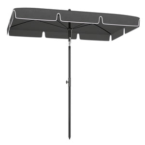 Parasol de jardin Parasol droit rectangulaire inclinable alu métal polyester haute densité 2 x 1,3 m gris