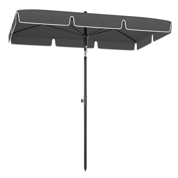 Parasol de jardin Parasol droit rectangulaire inclinable alu métal polyester haute densité 2 x 1,3 m gris