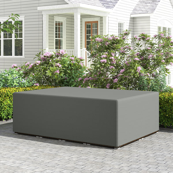 Housse de Meubles de Jardin, Housse Salon de Jardin Imperméable, Coupe-Vent et Anti-UV, Bâche Tissu Oxford 600D Ultra-Résistant, pour Table et Chaises d'Extérieur, Gris