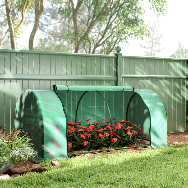 Serre de Jardin mini serre à tomates dim. 2L x 1l x 0,8H m Porte zippée bâche PE Acier Vert