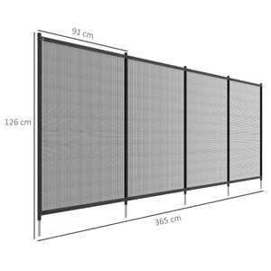 Clôture barrière de sécurité pour piscine filet - lot de 4 panneaux brise vue jardin - Dim. 365L x 126H cm - noir