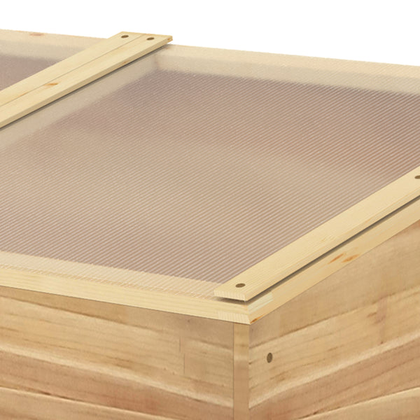 Mini Serre de Jardin Serre pour semis dim. 100L x 50l x 36H cm Toit 2 pans ouvrables séparemment Panneaux de Polycarbonate Bois Sapin pré-huilé