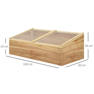 Mini Serre de Jardin Serre pour semis dim. 100L x 50l x 36H cm Toit 2 pans ouvrables séparemment Panneaux de Polycarbonate Bois Sapin pré-huilé