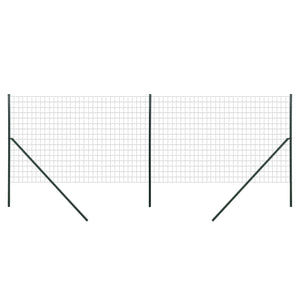 Grillage Rouleau soudé - Maille 7,3L x 6,3l cm - Hauteur 2 m - Longueur 10 m - poteaux, Jambes de Force Inclus - Acier revêtement PVC Vert