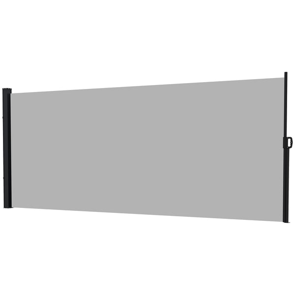 Store latéral Brise-Vue paravent rétractable de jardin dim. 3L x 1,8H m alu. Polyester Anti-UV Haute densité 180 g/m² Gris clair