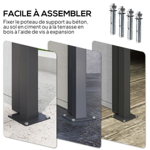 Store latéral Brise-Vue paravent rétractable de jardin dim. 3L x 1,8H m alu. Polyester Anti-UV Haute densité 180 g/m² Gris clair