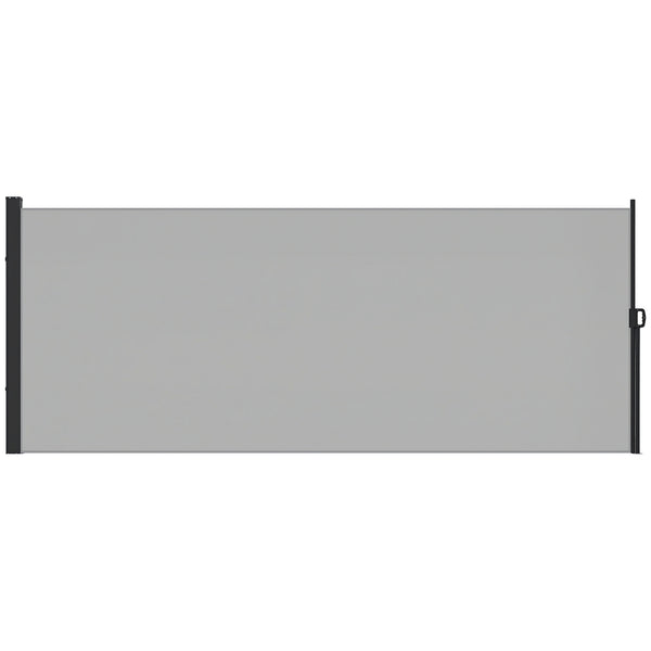 Store latéral Brise-Vue paravent rétractable de jardin dim. 3L x 1,8H m alu. Polyester Anti-UV Haute densité 180 g/m² Gris clair