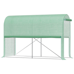 Serre de jardin PE, serre de balcon, bâche renforcée 140 g/m², châssis en acier, porte zippée enroulable, pour légumes plantes fleurs, intérieur et extérieur, 300 x 100 x 200 cm, vert