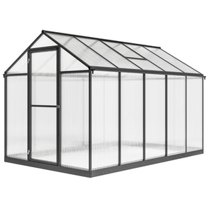 Serre de jardin en aluminium polycarbonate, serre avec fenêtres supérieures réglables, porte battante, abri extérieur résistant aux intempéries pour plante fleur, 303x183x195 cm, transparent