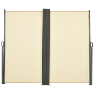 Double Store latéral Brise-Vue paravent rétractable dim. 6L x 1,80H m Polyester Anti-UV Haute densité 180 g/m² Crème