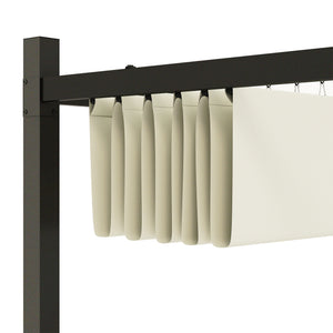 Pergola coulissante rétractable 3 x 3 m pergola jardin exterieur à fixation magnétique, tonnelle de jardin, polyester haute densité 180g/m², abri soleil UPF30+, pour terrasse, patio, crème