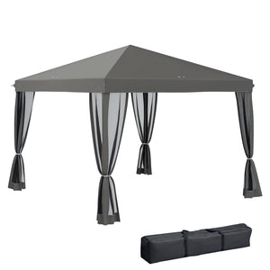 Tonnelle pop-up Barnum Pliant Style Colonial 3 x 3 m 4 moustiquaires + Sac de Transport gris