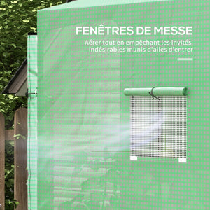 Serre de jardin PE, serre de balcon, bâche renforcée 135 g/m², châssis en acier, 2 portes zippées enroulables, pour légumes plantes fleurs, intérieur et extérieur, 200 x 80 x 200 cm, vert