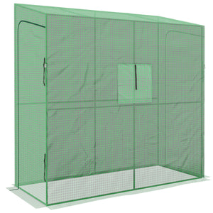 Serre de jardin PE, serre de balcon, bâche renforcée 135 g/m², châssis en acier, 2 portes zippées enroulables, pour légumes plantes fleurs, intérieur et extérieur, 200 x 80 x 200 cm, vert