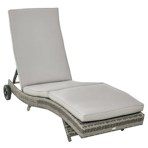 Bain de soleil transat grand confort - dossier inclinable 5 positions roulettes - matelas déhoussable inclus - résine tressée grise