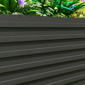 Jardinière extérieure, jardinière surélevée galvanisée, carré potager de jardin rectangulaire avec bordure de sécurité et fond ouvert, pour fleurs, herbes et légumes, 240 x 120 x 60 cm, gris