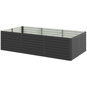 Jardinière extérieure, jardinière surélevée galvanisée, carré potager de jardin rectangulaire avec bordure de sécurité et fond ouvert, pour fleurs, herbes et légumes, 240 x 120 x 60 cm, gris
