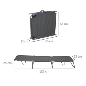Bain de Soleil transat Pliable Dossier réglable Multipositions métal et Polyester Gris