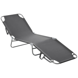 Bain de Soleil transat Pliable Dossier réglable Multipositions métal et Polyester Gris