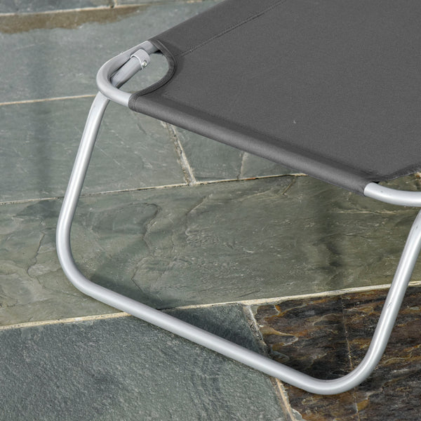 Bain de Soleil transat Pliable Dossier réglable Multipositions métal et Polyester Gris