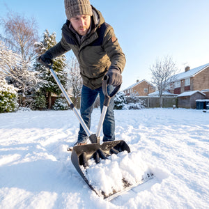 Pelle à Neige Aluminium avec Poignée d'Assistance en D, Poussoir à Neige Portable à Lame Large de 45 cm, Manche Amovible, pour Jardin, Allée, Voiture et Camping, Noir