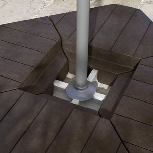 Lot de 4 dalles de parasol Poids de lestage carré pour parasols déportés pieds croix - à remplir d'eau ou de sable jusqu'à 60/80 kg - Marron