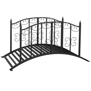 Pont de Jardin Pont en acier avec Garde-corps latéraux, Charge Maximale 120 KG, décoration de Jardin pour Jardin, Étang, Ruisseau, 119 x 67 x 70 cm, noir