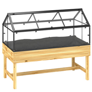 Mini Serre sur Pieds - jardinière surélevée - dim.  120L x 60l x 103H cm - double toit ouvrable Panneaux de Polycarbonate, acier, Bois Sapin traité