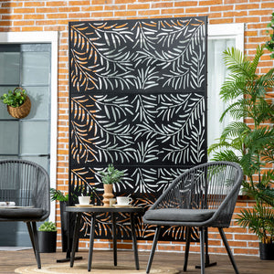 Panneau décoratif extérieur 122 x 198 cm, paravent extérieur en acier, motifs de branches de saule découpées, pour jardin, balcon, terrasse, noir