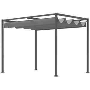 Pergola coulissante pergola rétractable 3 x 2 m structure métal époxy anticorrosion toile polyester haute densité 180 g/m² incluse gris