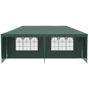 Tonnelle de jardin 6 x 3 m, barnum tente de réception avec Fenêtres et parois latérales amovibles, en acier et PE pour fêtes et mariages, Vert