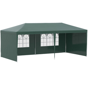Tonnelle de jardin 6 x 3 m, barnum tente de réception avec Fenêtres et parois latérales amovibles, en acier et PE pour fêtes et mariages, Vert