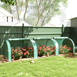 Mini Serre de Jardin Mini Serre Tunnel Serre à Tomates 3,5 x 1 x 0,8 m Acier Plastique Haute Densité Anti-UV 3 Portes avec Zip Enroulables Vert