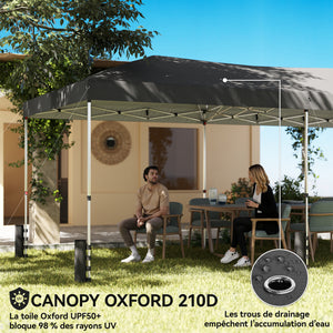 Tonnelle de jardin 3 x 6 m pop up tente pliante réglable en hauteur protection UV50+ tonnelle pliante avec 6 parois latérales 6 sacs de sable sac de transport à roulettes montage facile gris