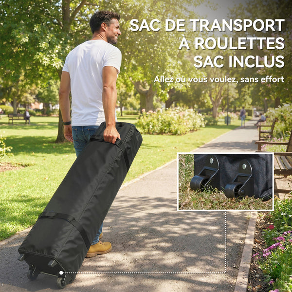 Tonnelle de jardin 3 x 6 m pop up tente pliante réglable en hauteur protection UV50+ tonnelle pliante avec 6 parois latérales 6 sacs de sable sac de transport à roulettes montage facile gris