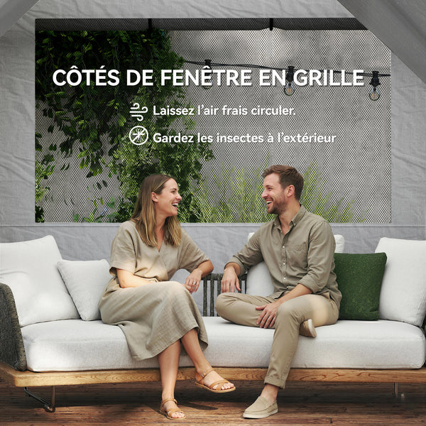 Tonnelle de jardin 3 x 6 m pop up tente pliante réglable en hauteur protection UV50+ tonnelle pliante avec 6 parois latérales 6 sacs de sable sac de transport à roulettes montage facile gris