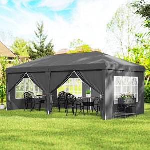 Tonnelle de Jardin 3x6m Barnum Pliant avec Côtés Amovibles - Tente de Réception Structure en Acier Renforcée - Abri de Jardin Pop-up pour Mariage, Fête et Marché, Sac de Transport, Gris Foncé