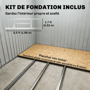 Abri de jardin en métal 2,77 m² cabane de jardin 213 x 130 x 185 cm cabanon rangement outils avec fondation, porte coulissante verrouillables, 4 aérations et lucarne - gris foncé