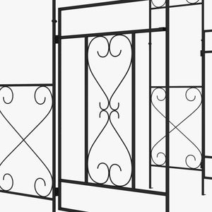 Arche de Jardin avec portillon Arche à rosiers Treillis Style Fer forgé dim. 114L x 36l x 232H cm métal époxy Noir