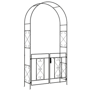 Arche de Jardin avec portillon Arche à rosiers Treillis Style Fer forgé dim. 114L x 36l x 232H cm métal époxy Noir