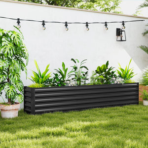 Carré potager, potager surélevé en acier galvanisé, barres de soutien et plaques d'angle, fond ouvert, lit de jardin surélevé, pour plantes légumes, fleurs, 240 x 40 x 45 cm, gris foncé
