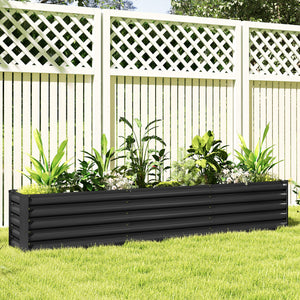 Carré potager, potager surélevé en acier galvanisé, barres de soutien et plaques d'angle, fond ouvert, lit de jardin surélevé, pour plantes légumes, fleurs, 240 x 40 x 45 cm, gris foncé