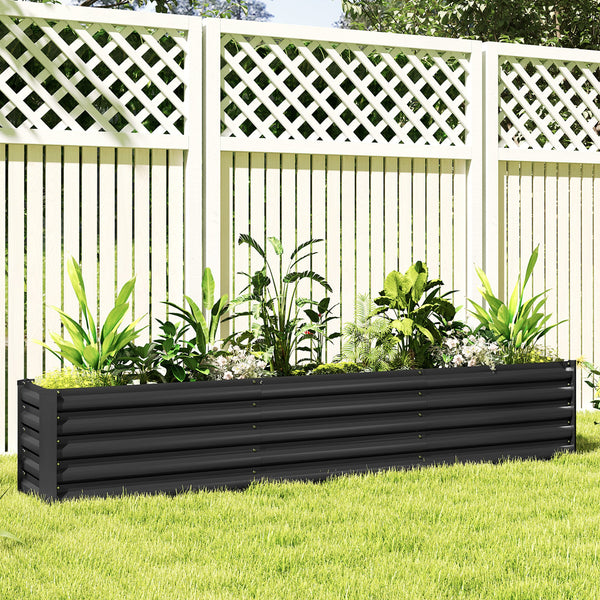 Carré potager, potager surélevé en acier galvanisé, barres de soutien et plaques d'angle, fond ouvert, lit de jardin surélevé, pour plantes légumes, fleurs, 240 x 40 x 45 cm, gris foncé