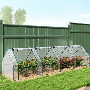 Mini Serre de Jardin mini serre tunnel 360L x 90l x 90H cm toit pointu Acier PE Haute densité 140 g/m² Anti-UV fenêtres avec Zip enroulables Transparent