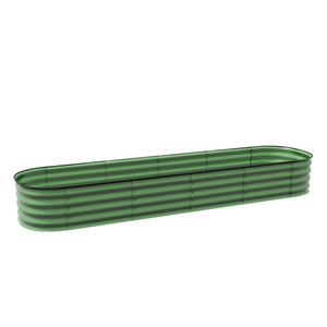 Jardinière surélevée carré potager de jardin en acier modulable pour légumes, plantes, fleurs, dim. 240 x 62 x 30cm, vert
